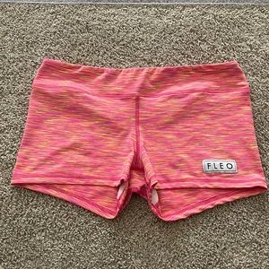 FLEO neon pink and yellow workout XL booty shorts
